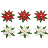 Poinsettia Flowers Sugar Decorations Pk 6