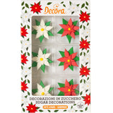 Poinsettia Flowers Sugar Decorations Pk 6