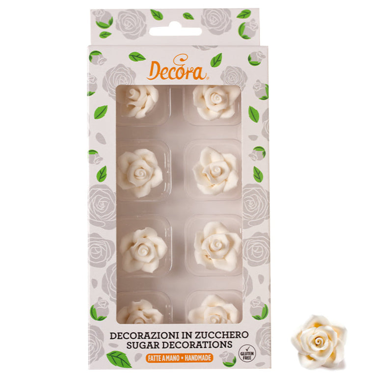 White Sugar Rose Small 2cm Pk 8
