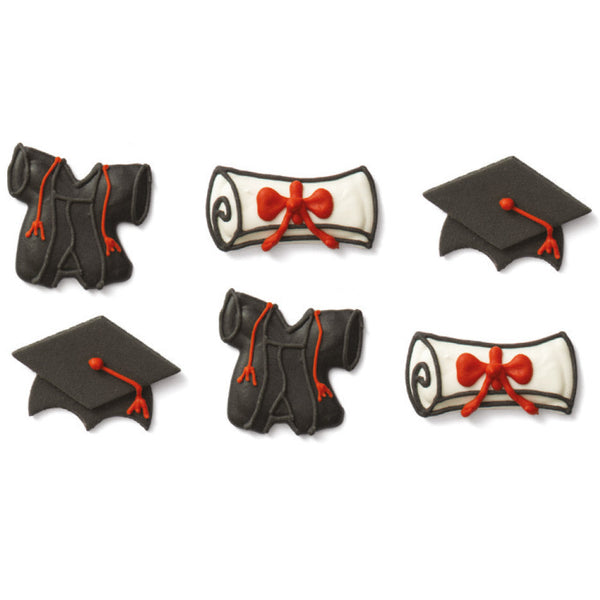 Graduation Set Sugar Decorations Pk 6