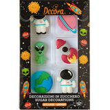 Astronauts & Aliens Sugar Decorations Pk 6