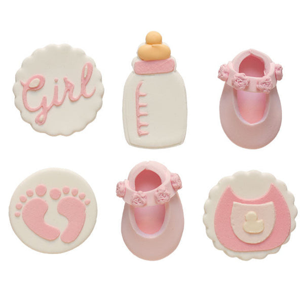 Its a Girl Sugar Decorations Pk 6