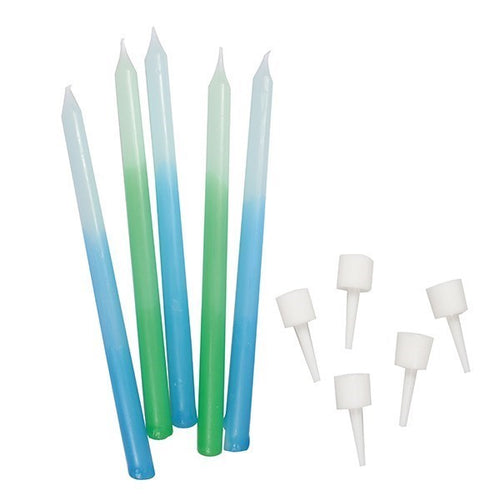 12 Tall Blue & Green Ombre Candles