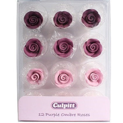 Sugar Decoration 20mm Purple Ombre Sugar Roses