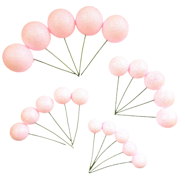 SUGAR SISTERS - Pale Pink Glitter Cake Balls Pk 20