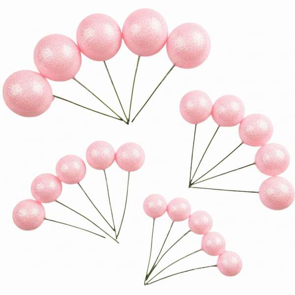 SUGAR SISTERS - Pale Pink Glitter Cake Balls Pk 20