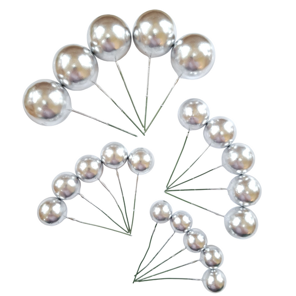 SUGAR SISTERS - Silver Cake Balls Pk 20