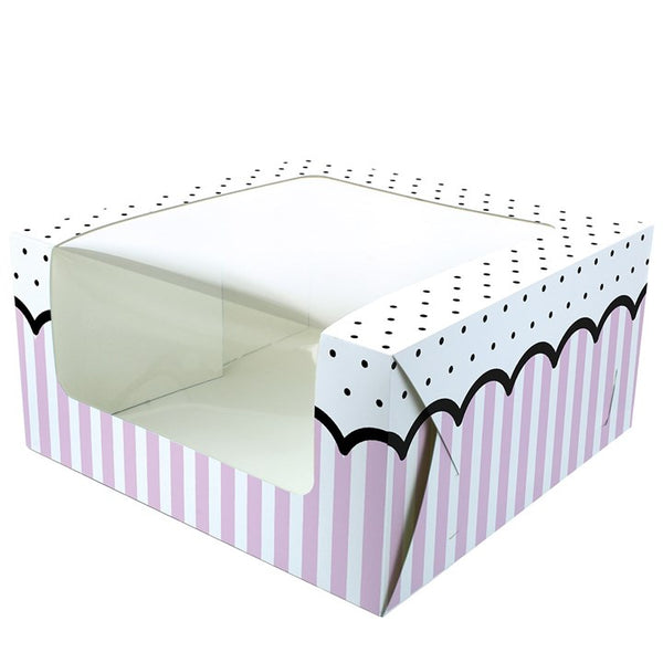 Pink Spots & Stripes Cake Box - 10" X 5"