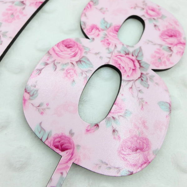 Pretty Pink Flower Number Toppers (Asstd Numbers)
