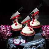 SUGAR SISTERS - Halloween Bloody Knife Toppers Pk 6