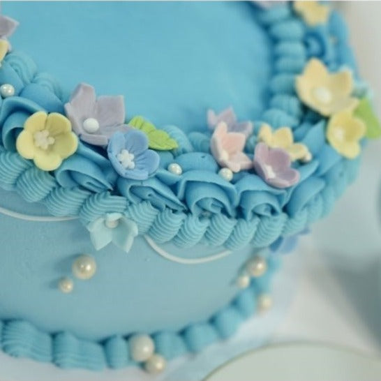 Sugar Decoration Blue Flowers & Leaves Pk 16