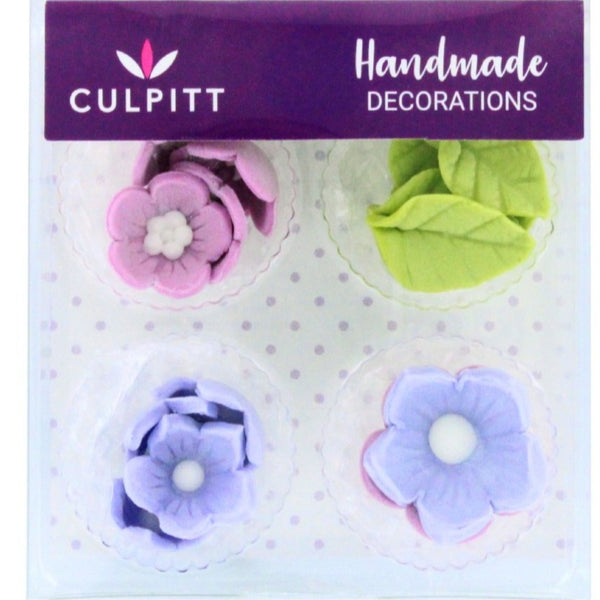 Sugar Decoration Lilac Flowers & Leaves Pk 16