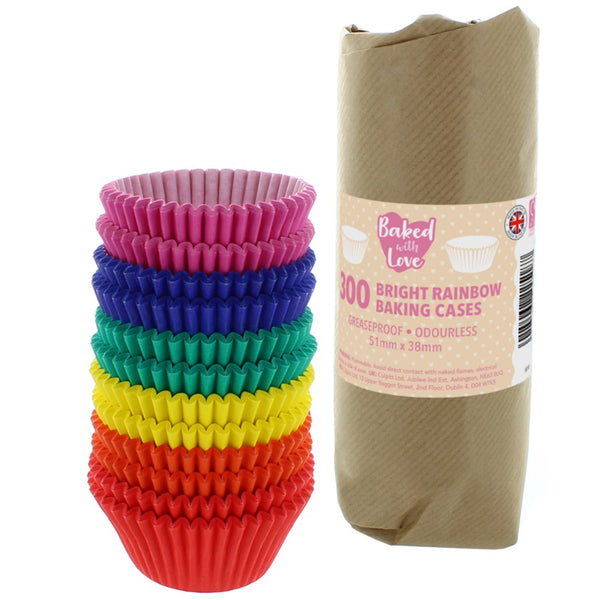 Cupcake Cases Bright Rainbow Pk 300