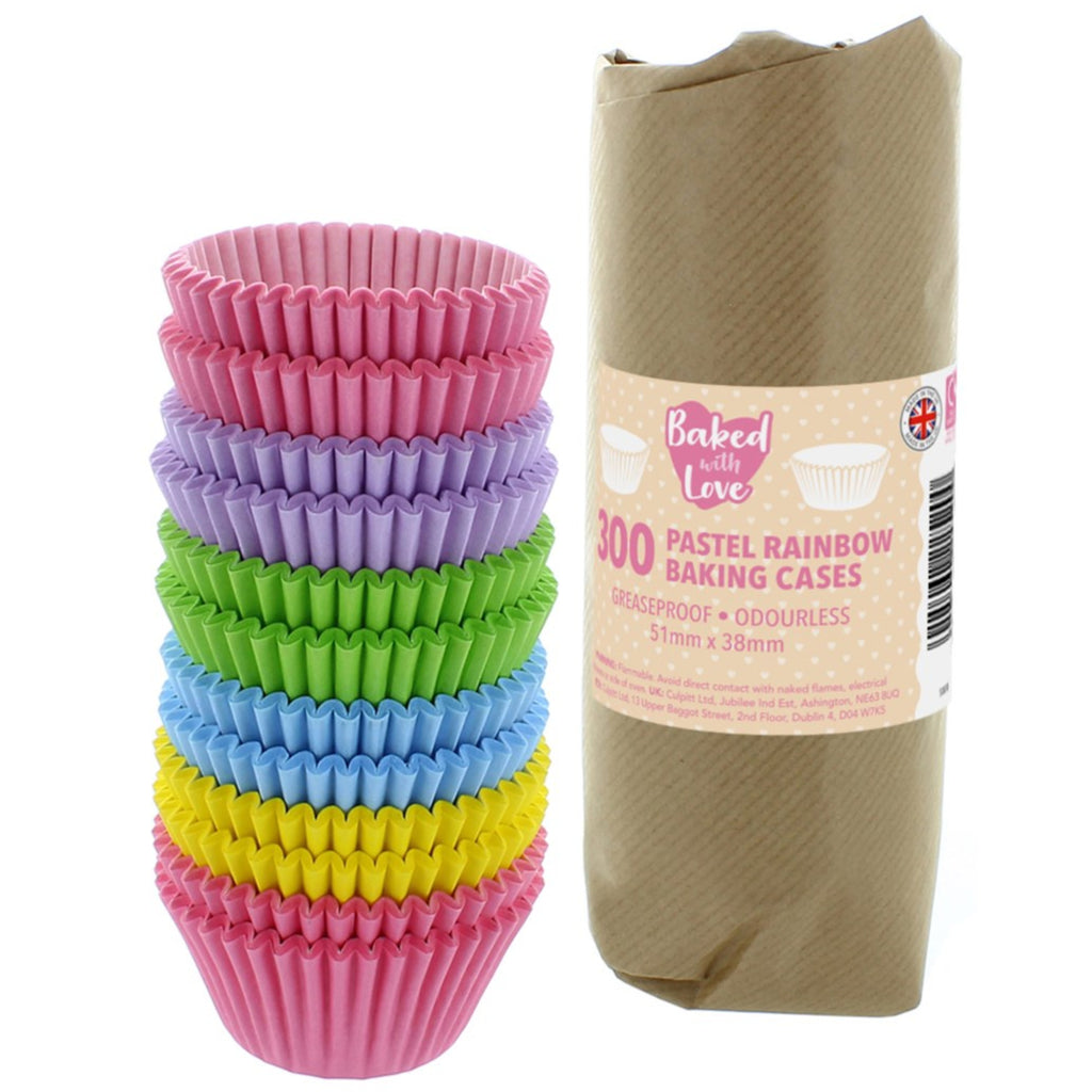Cupcake Cases Pastel Rainbow Pk 300