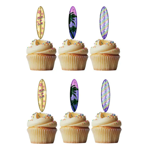 Surfboard Cupcake Toppers Pk 6