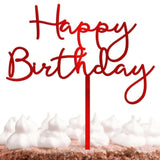 Red Mirror Happy Birthday Topper