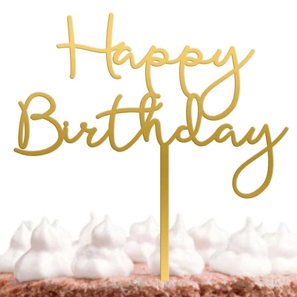Gold Mirror Happy Birthday Topper
