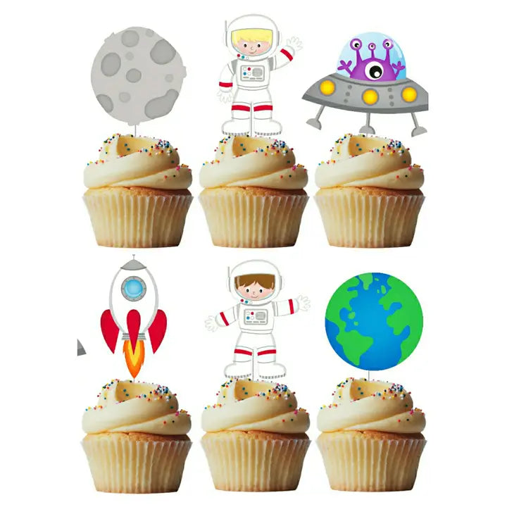 Astronauts Cup Cake Toppers Pk 6
