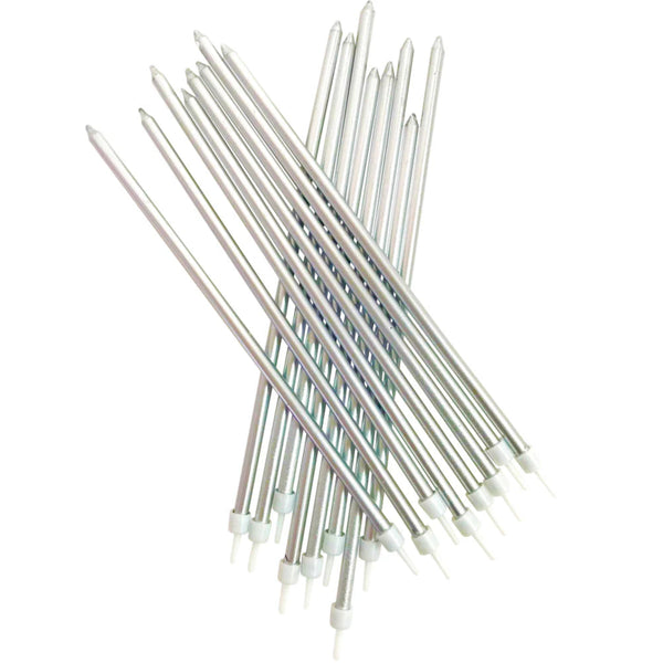 Extra Tall Silver Candles Pk 16