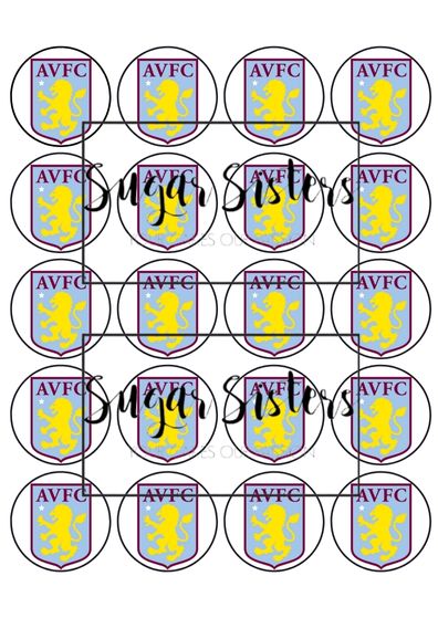 AVFC Edible Toppers - (20 Toppers)