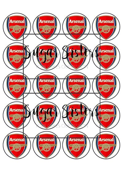 Arsenal Edible Toppers - (20 Toppers)