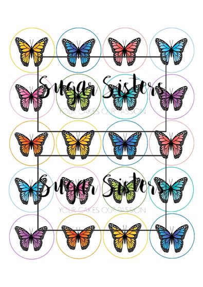 Assorted Butterflies Edible Toppers - (20 Toppers)
