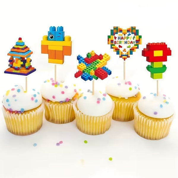 SUGAR SISTERS - Building Blocks Cupcake Toppers Pk 32