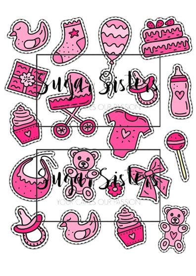 Baby Girl Edible Decals - (19 Stickers)
