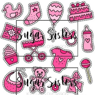 Baby Girl Edible Decals - (19 Stickers)