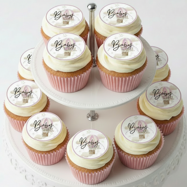 Baby Girl Pink Edible Toppers - (20 Toppers)