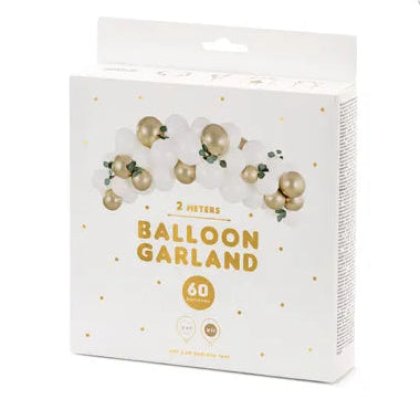 Balloon Garland White & Gold 200cm