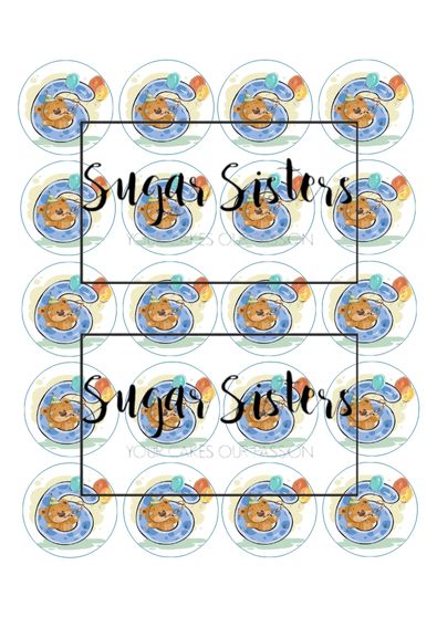 Cute Bear with Number 6 Edible Toppers - (20 Toppers)