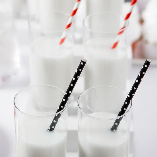 Black Polka Dot Straws Pk 10
