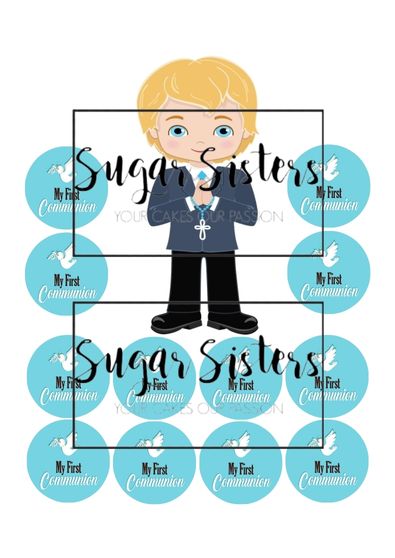 Blond Communion Boy Edible Decal - (1 Image 6.5" tall )