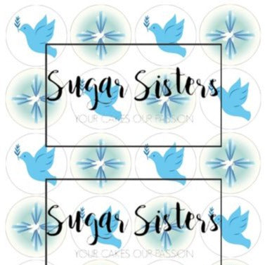 Blue Doves Edible Toppers - (20 Toppers)