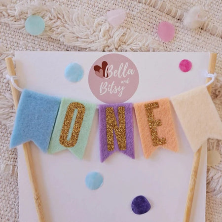 Pink Pastel Bunting Topper ONE