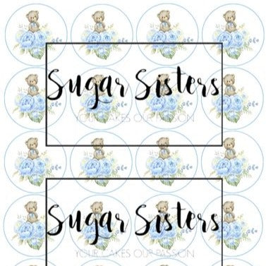 Blue Teddy Edible Toppers - (20 Toppers)