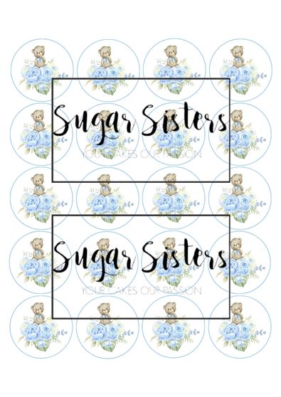 Blue Teddy Edible Toppers - (20 Toppers)