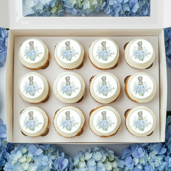 Blue Teddy Edible Toppers - (20 Toppers)