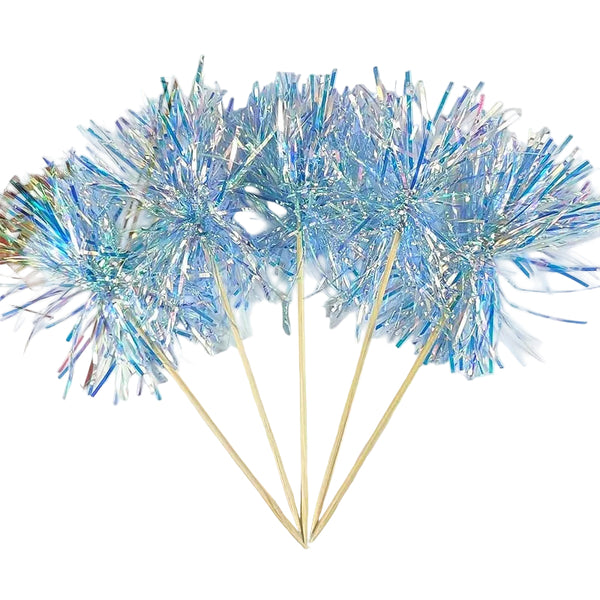 SUGAR SISTERS - Firework Cake/Cupcake Topper Pale Blue Pk 5