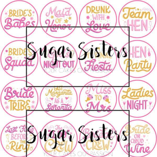 Brides Babes  Edible Toppers - (20 Toppers)