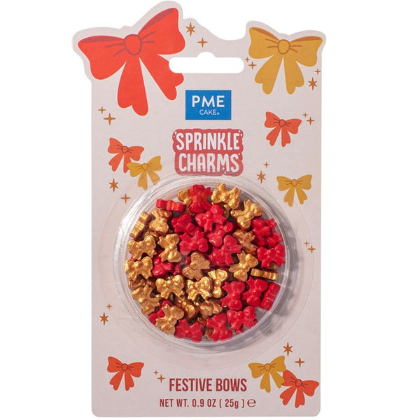 Festive Bow Sprinkle Charms 25g