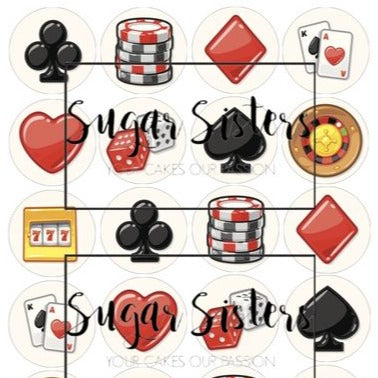 Casino Edible Toppers - (20 Toppers)