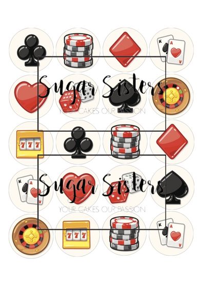 Casino Edible Toppers - (20 Toppers)