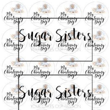 Christening Blue Edible Toppers - (20 Toppers)