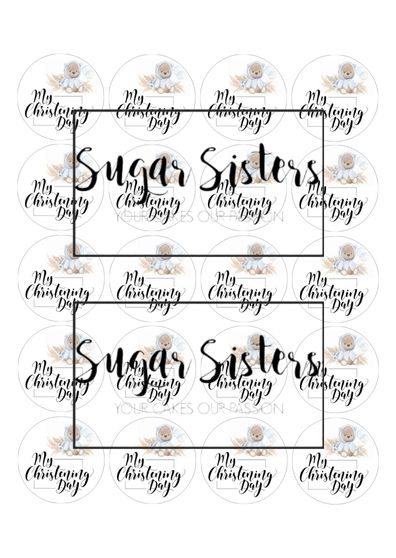 Christening Blue Edible Toppers - (20 Toppers)