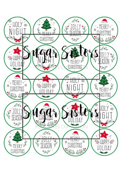 Christmas Text Edible Toppers - (20 Toppers)