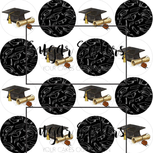 Classic Graduation Edible Toppers - (20 Toppers)