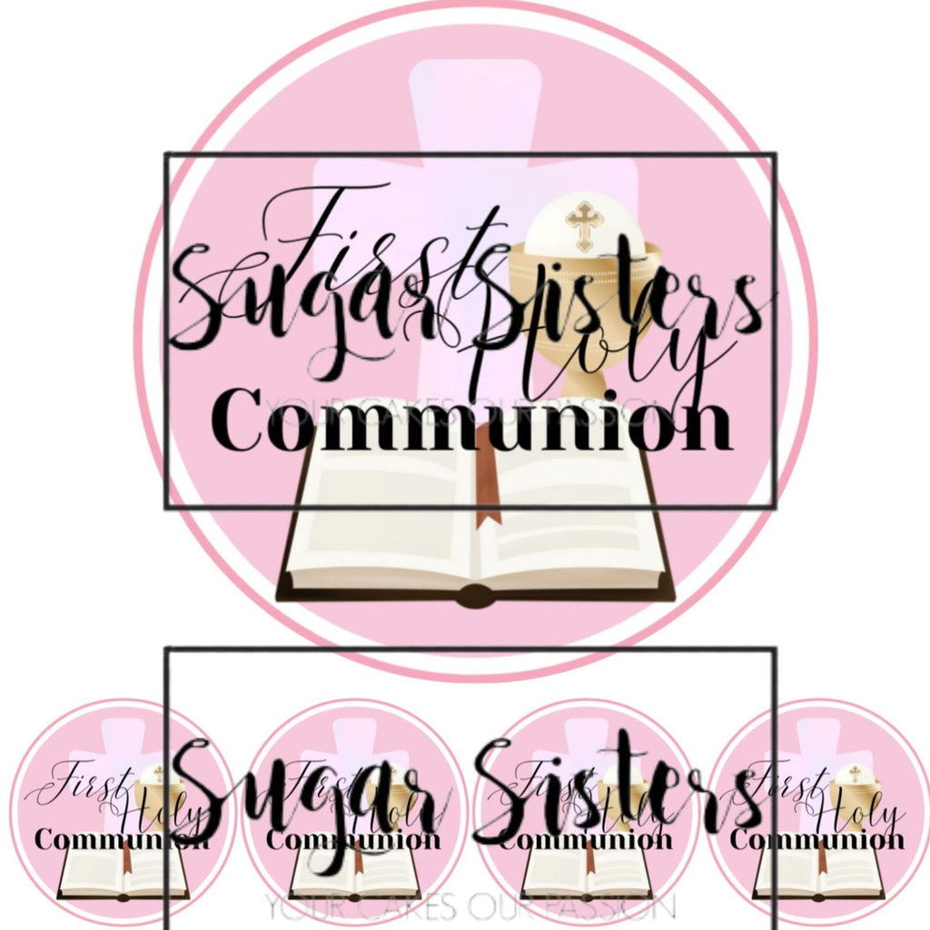 Communion Pink Edible Topper - (1 x 6