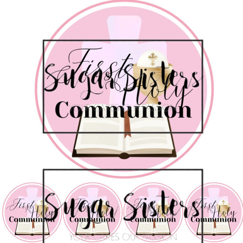 Communion Pink Edible Topper - (1 x 6" Disc ) (8 x 2" Discs)